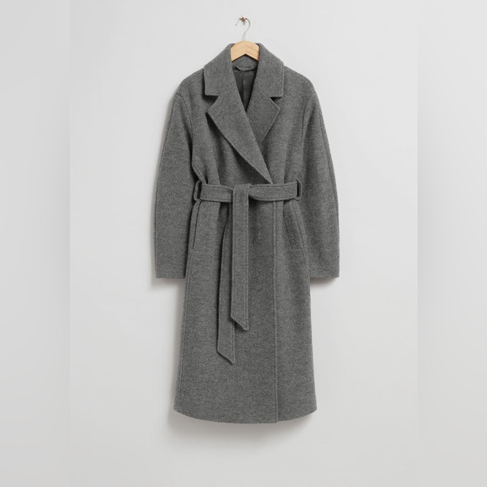 NWT & Other Stories Voluminous Belted Wool Coat in Grey
